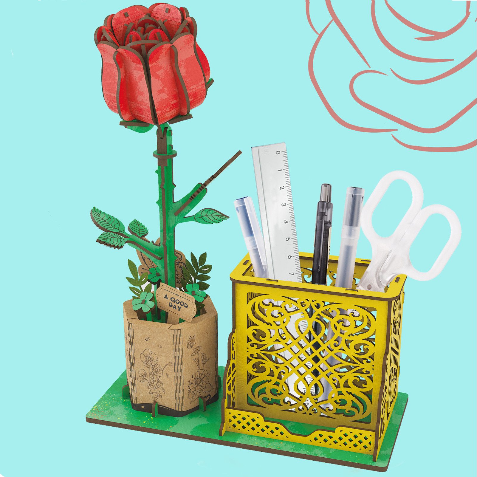 Esun 3D-Puzzle 3D Puzzle Holz, DIY-Blume günstig online kaufen