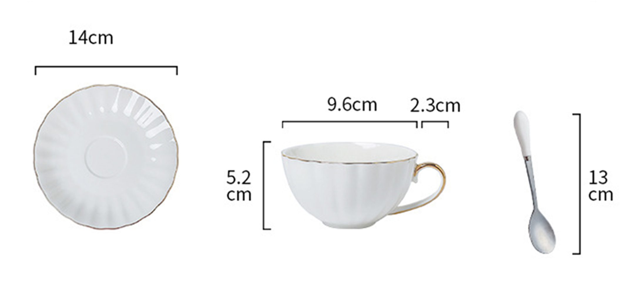 Keramik Cappuccino Tassen aus Cappuccinotasse Löffel Tasse Kaffeetasse Atäsi 230ml Porzellan