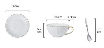 Atäsi Cappuccinotasse Cappuccino Tassen Keramik Kaffeetasse Löffel Tasse aus Porzellan 230ml