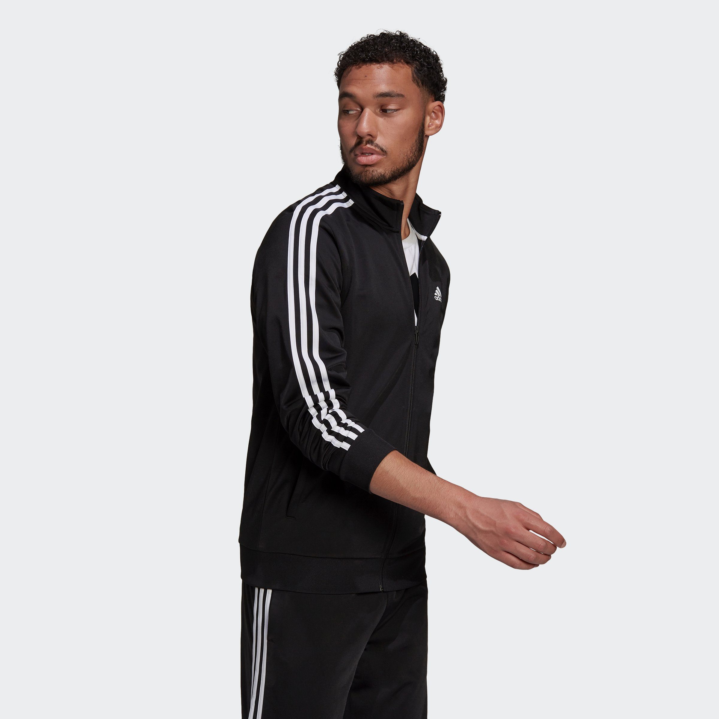 Black ESSENTIALS 3STREIFEN WARMUP White Outdoorjacke adidas PRIMEGREEN Sportswear TRAININGSJACKE /