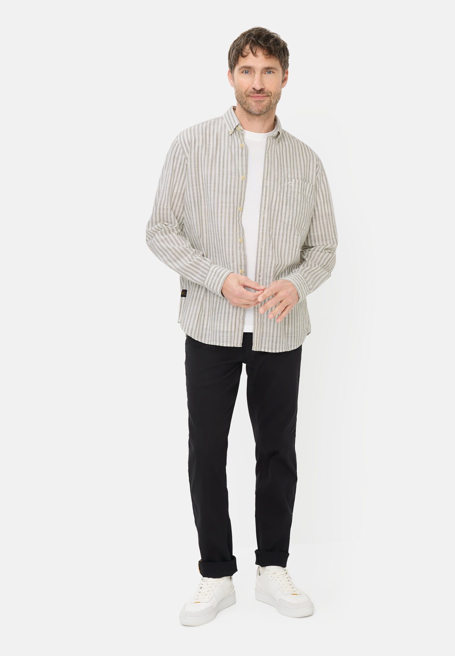 camel active Langarmhemd Langarmhemd mit Button-Down-Kragen Langarm Button-Down