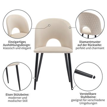 MODFU Essgruppe Rechteckiger Esstisch Moderner Küchentisch Set, (Esstisch mit 4 stuhl Mit Diamantmuster,Verstellbare Stuhlbeine)