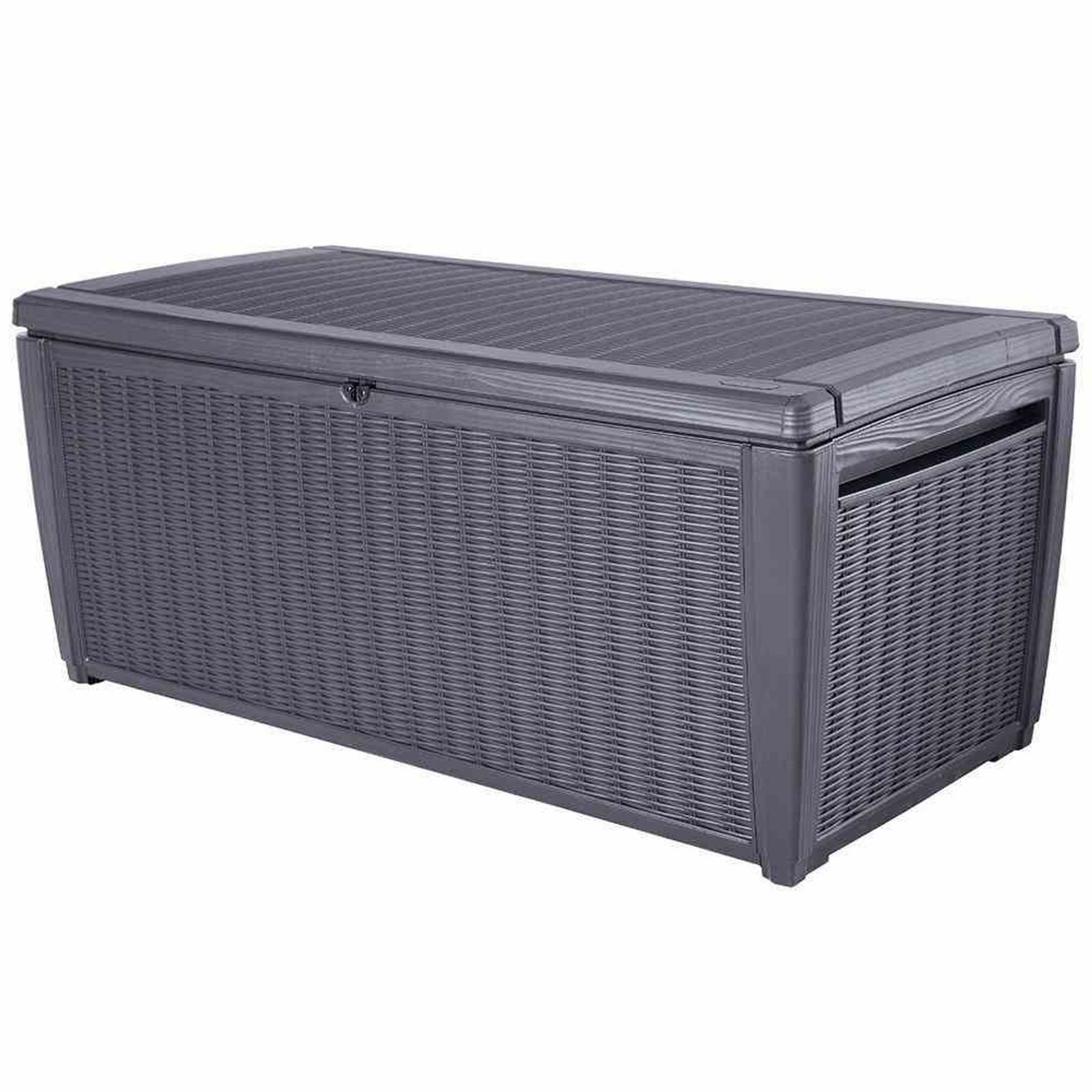 Keter Auflagenbox Kissenbox Rattanoptik Sumatra, anthrazit ca. 145x73x64 cm, Kunststoffg