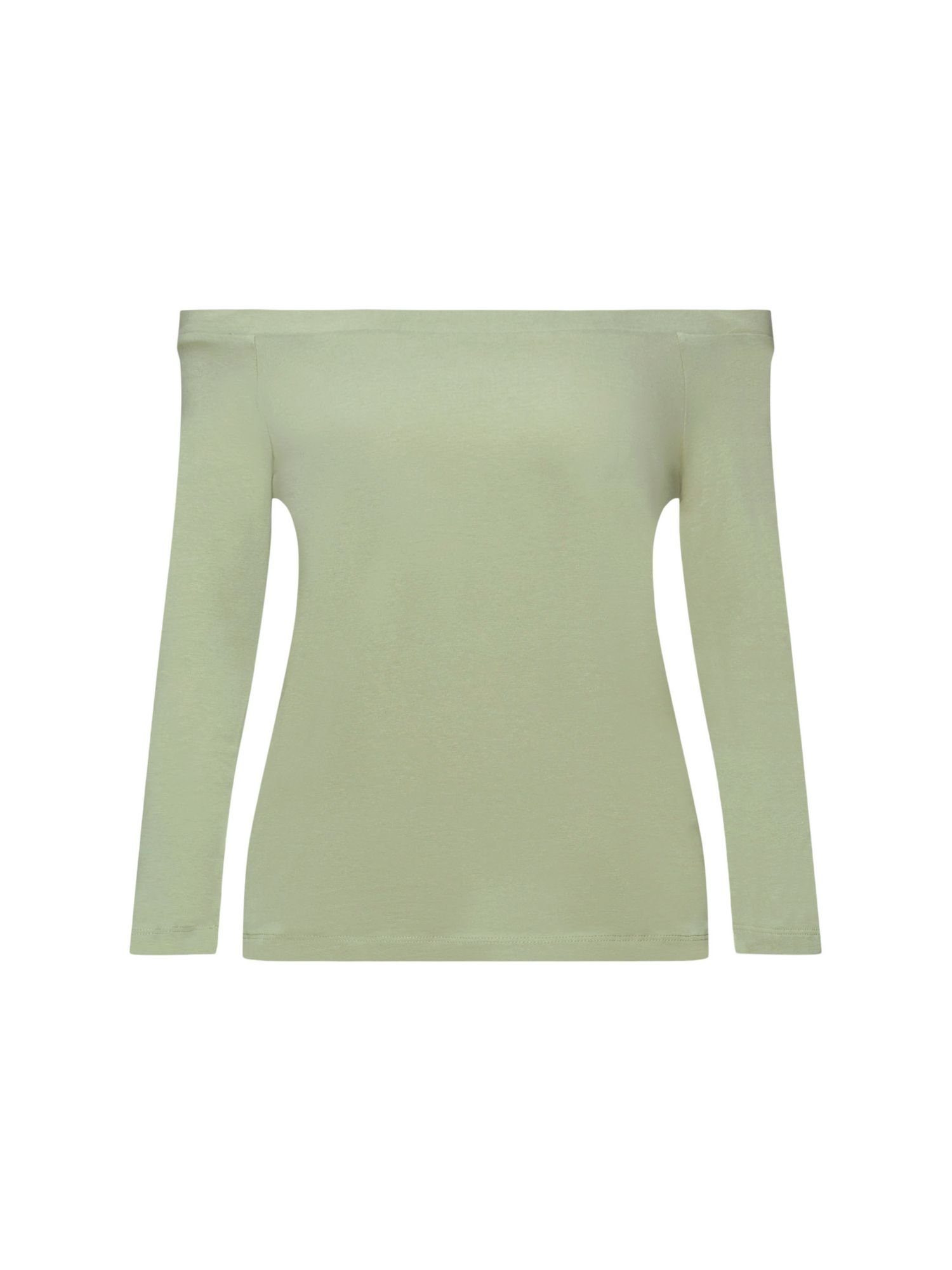 Esprit 3/4-Arm-Shirt Schulterfreies Shirt aus Baumwolle LIGHT KHAKI | Shirts
