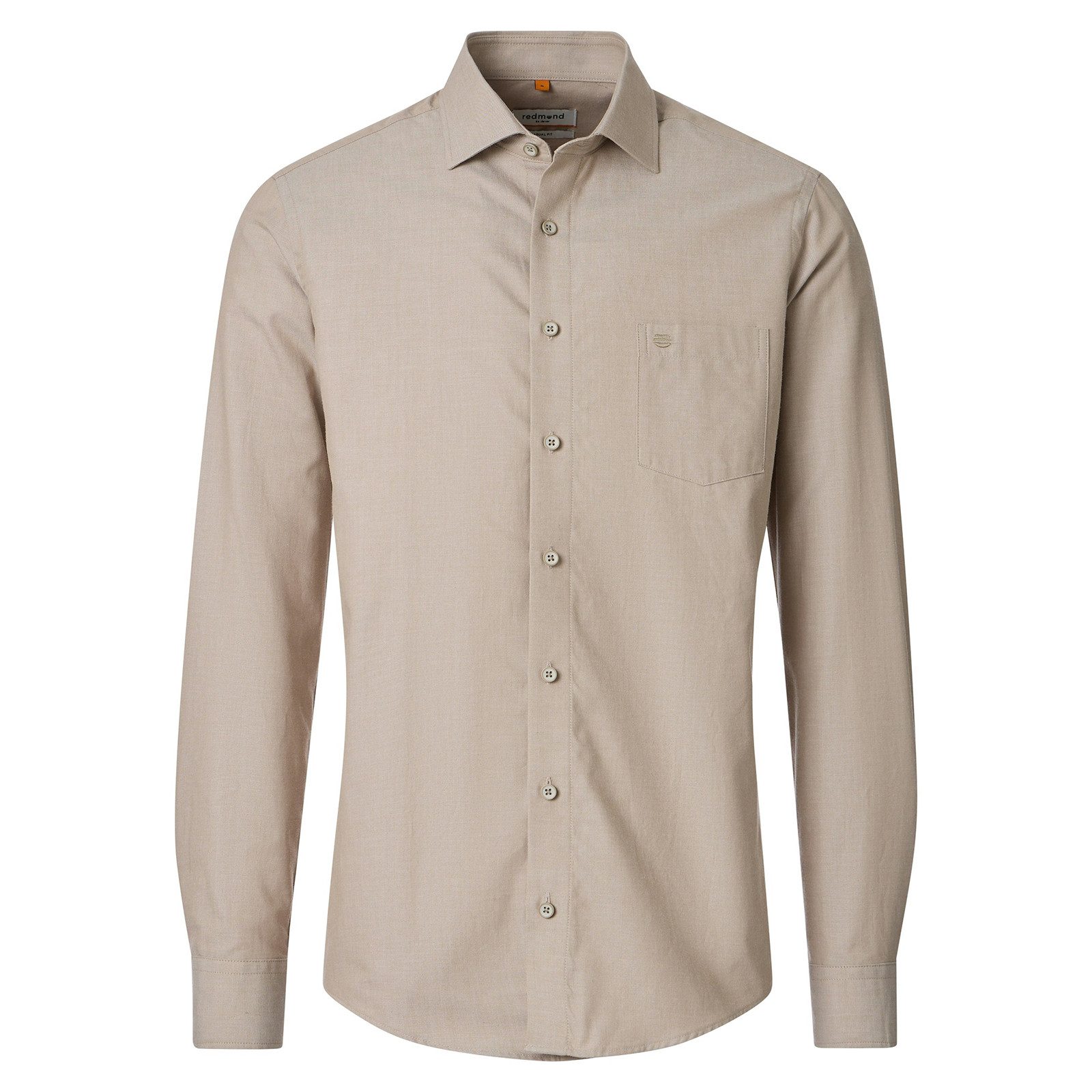 Redmond Langarmhemd Redmond Übergrößen Langarmhemd beige melange