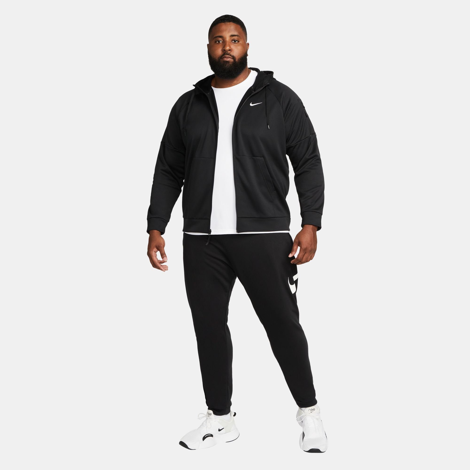 Nike Kapuzensweatjacke THERMA-FIT MEN'S FITNESS FULL-ZIP BLACK/BLACK/WHITE HOODIE