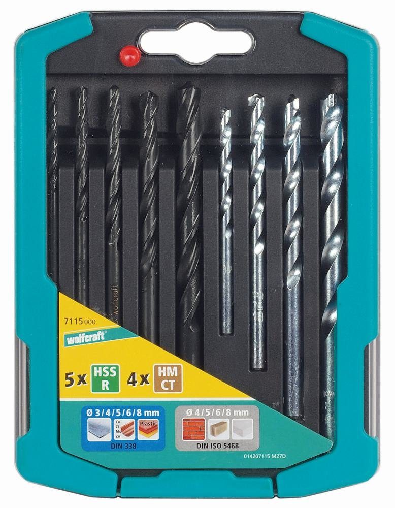 Wolfcraft Metallbohrer Wolfcraft Bohrer-Set Metall-Stein 9-teilig 7115000