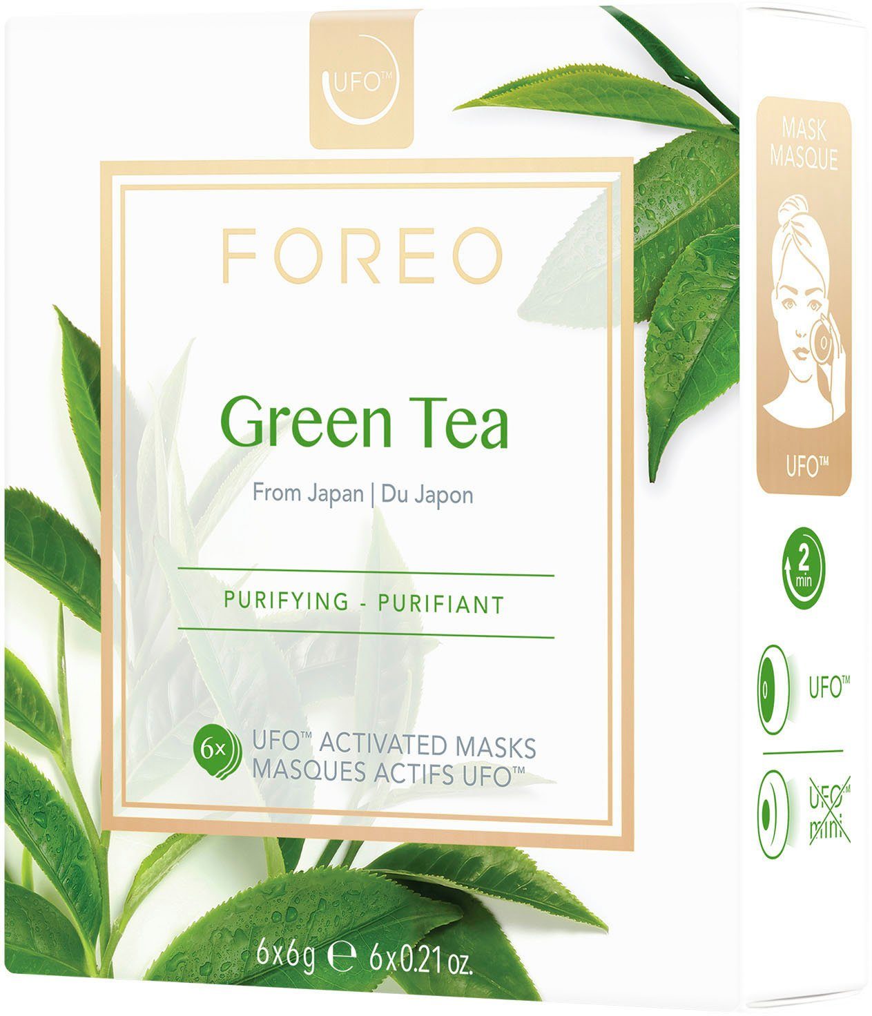 FOREO Tuchmaske Green Tea, 6 x 6 g, kompatibel mit UFO & UFO mini