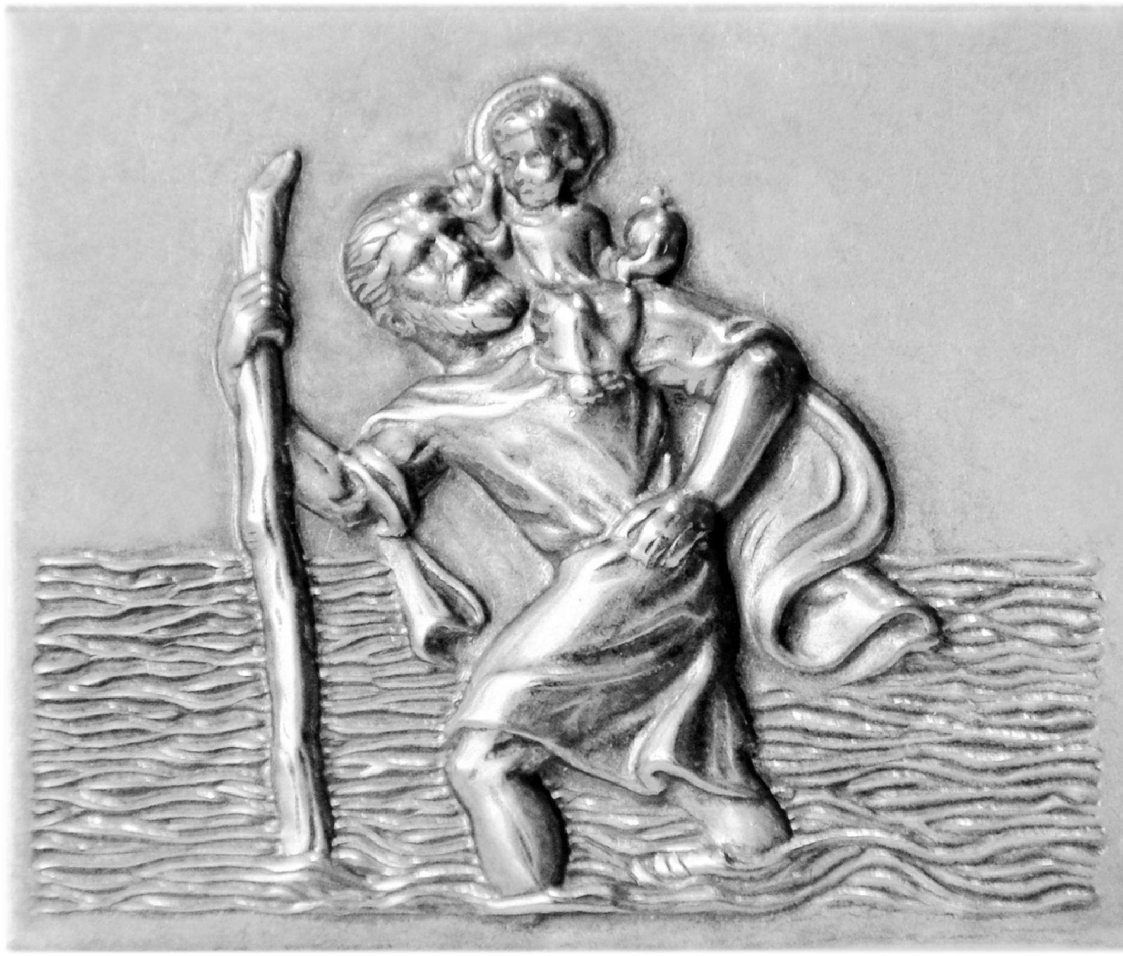 HR Autocomfort Metallschild St. Christophorus 4 cm Schutzpatron Christopherus Jesuskind Plakette
