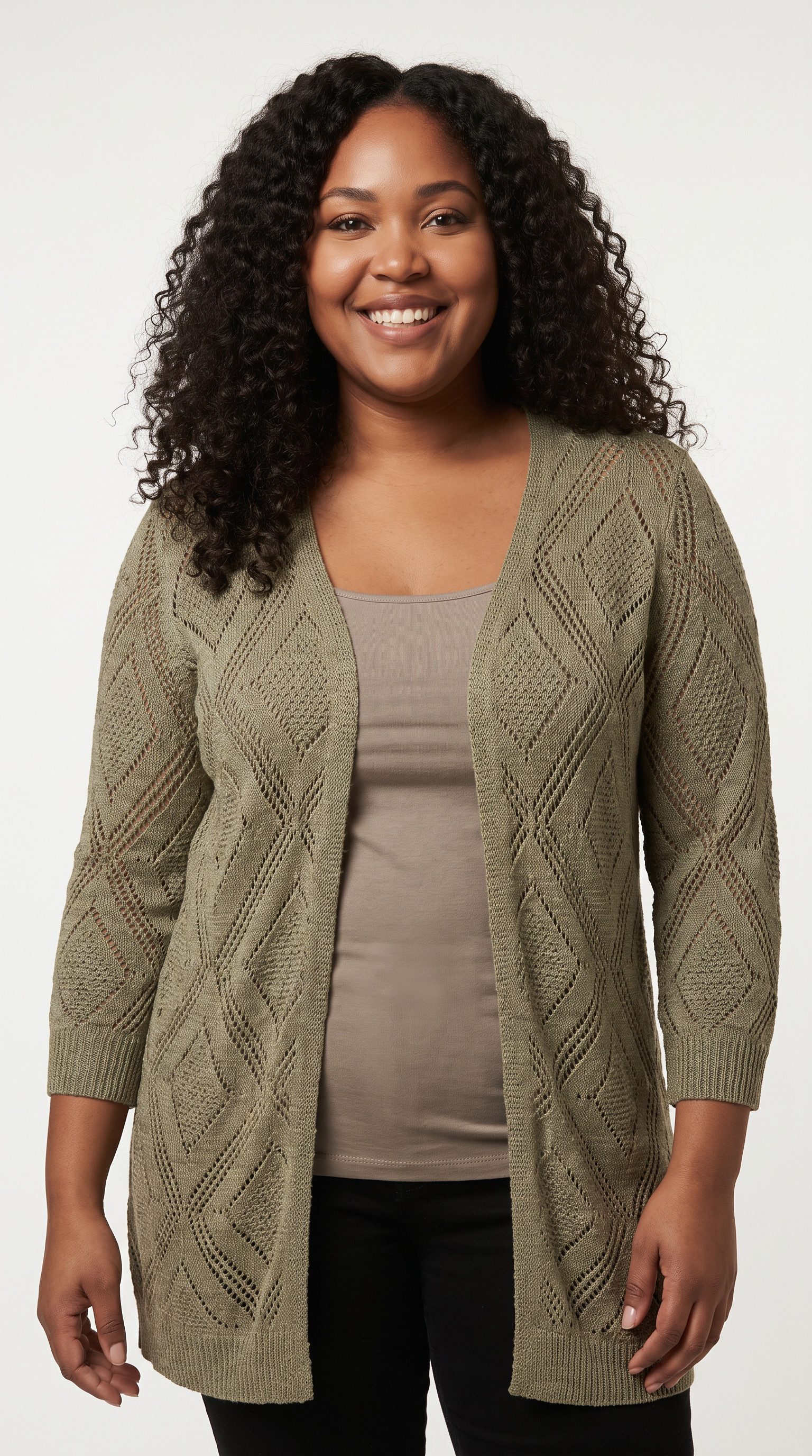 ONLY CARMAKOMA Strickjacke CARPAMELA 4/5 OPEN CARDIGAN KNT