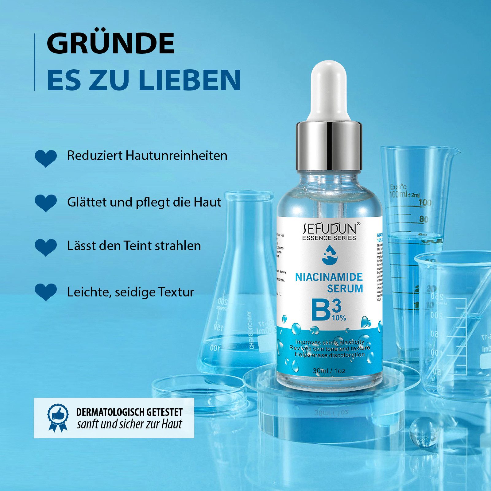 P-Beauty Cosmetic Accessories Gesichtsserum Niacinamide Hyaluronsäure B3 10% Haut Face Serum Microneedling, 1-tlg., Gesichtspflege, Serum, NIACINAMIDE SERUM B3