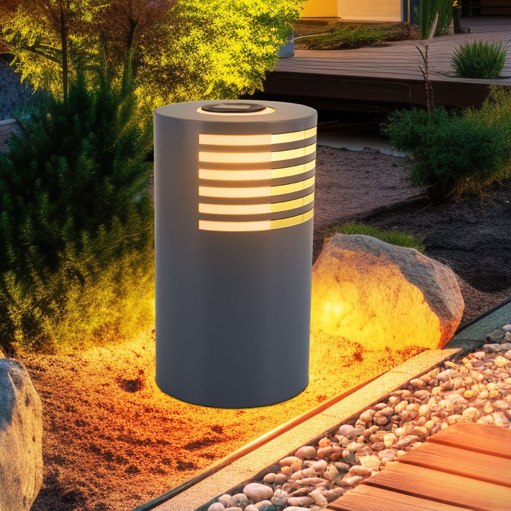 Expo Börse LED Außen-Stehlampe, Leuchtmittel inklusive, Warmweiß, Solarlampe Außenleuchte Gartenlampe LED Wegelampe H 35 cm 2x