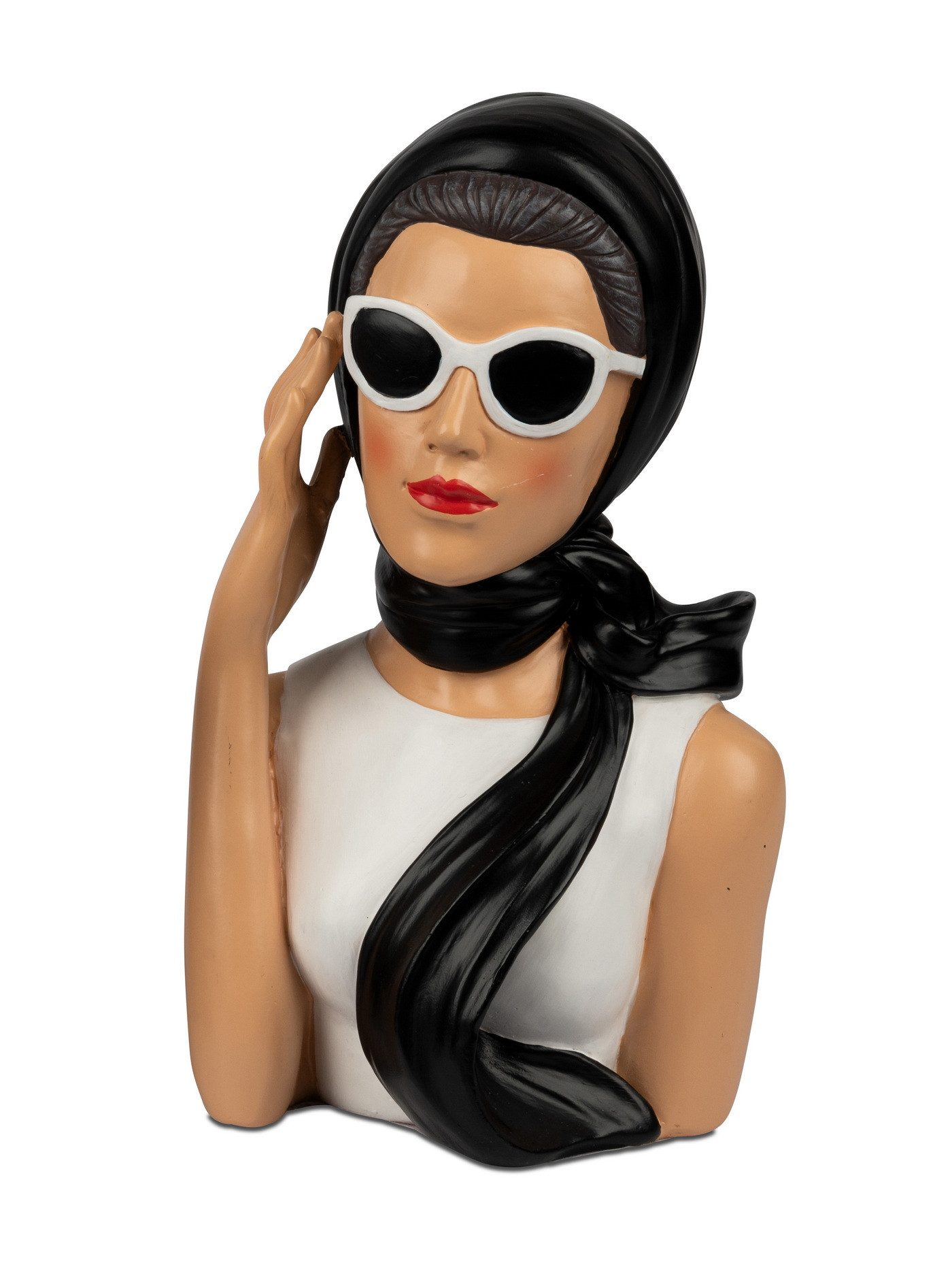 Kaufhaus le petit Skulptur Deko Büste elegante Frau Dame Schal Retro Art Deco Stil Figur Skulptur, Dekofigur Dekoskulptur Dekoobjekt aus Polyresin (Kunststein)