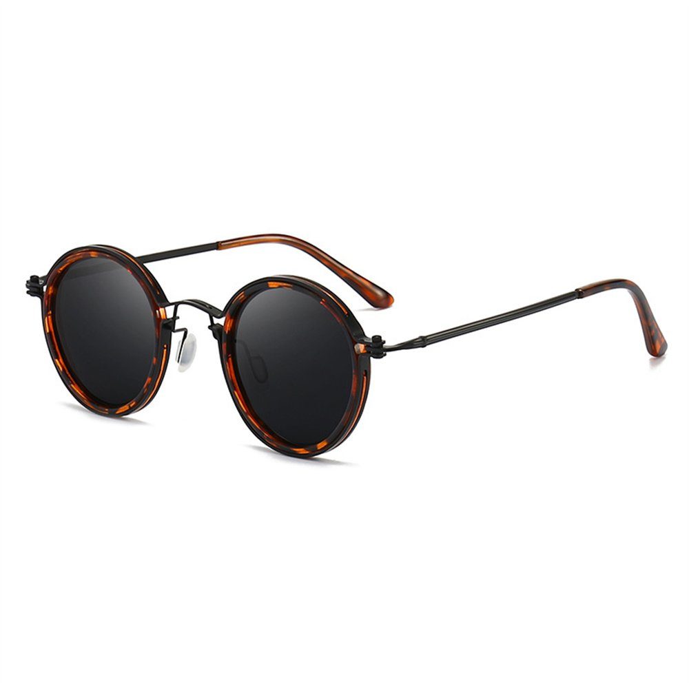 GLAMO Sonnenbrille Runde Retro-Sonnenbrille, polarisierte Sonnenbrille mit Metallrahmen C