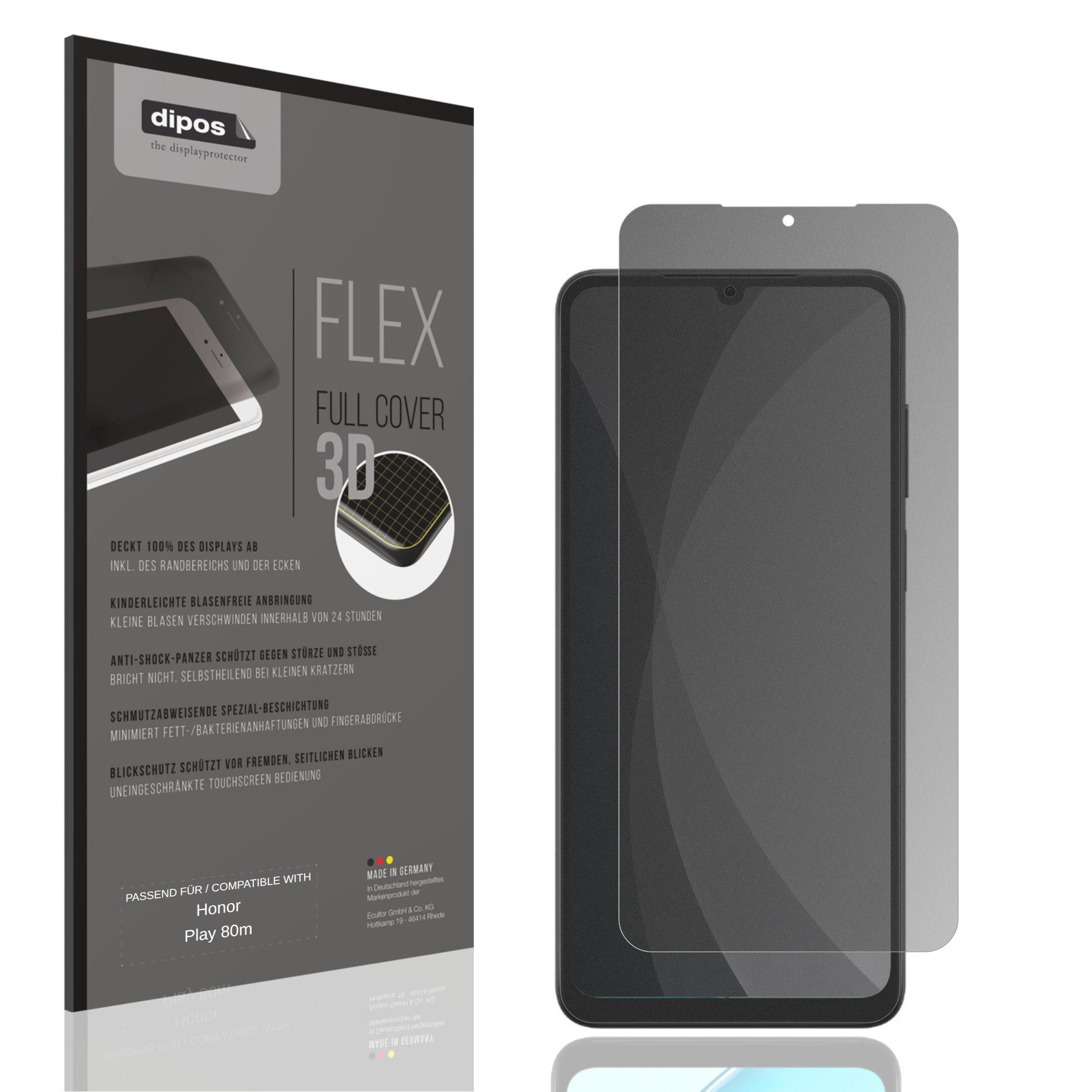 dipos Displayschutzfolie Schutzfolie für Honor Play 80m, 1 Stück, Displayschutz Schutz Folie Made in Germany