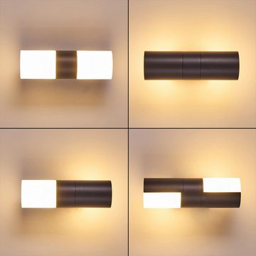 hofstein Außen-Wandleuchte »Isca« LED Außenmoderne Wandlampe aus Metall in Anthrazit, 3000 Kelvin, m., 1000 Lumen, IP54