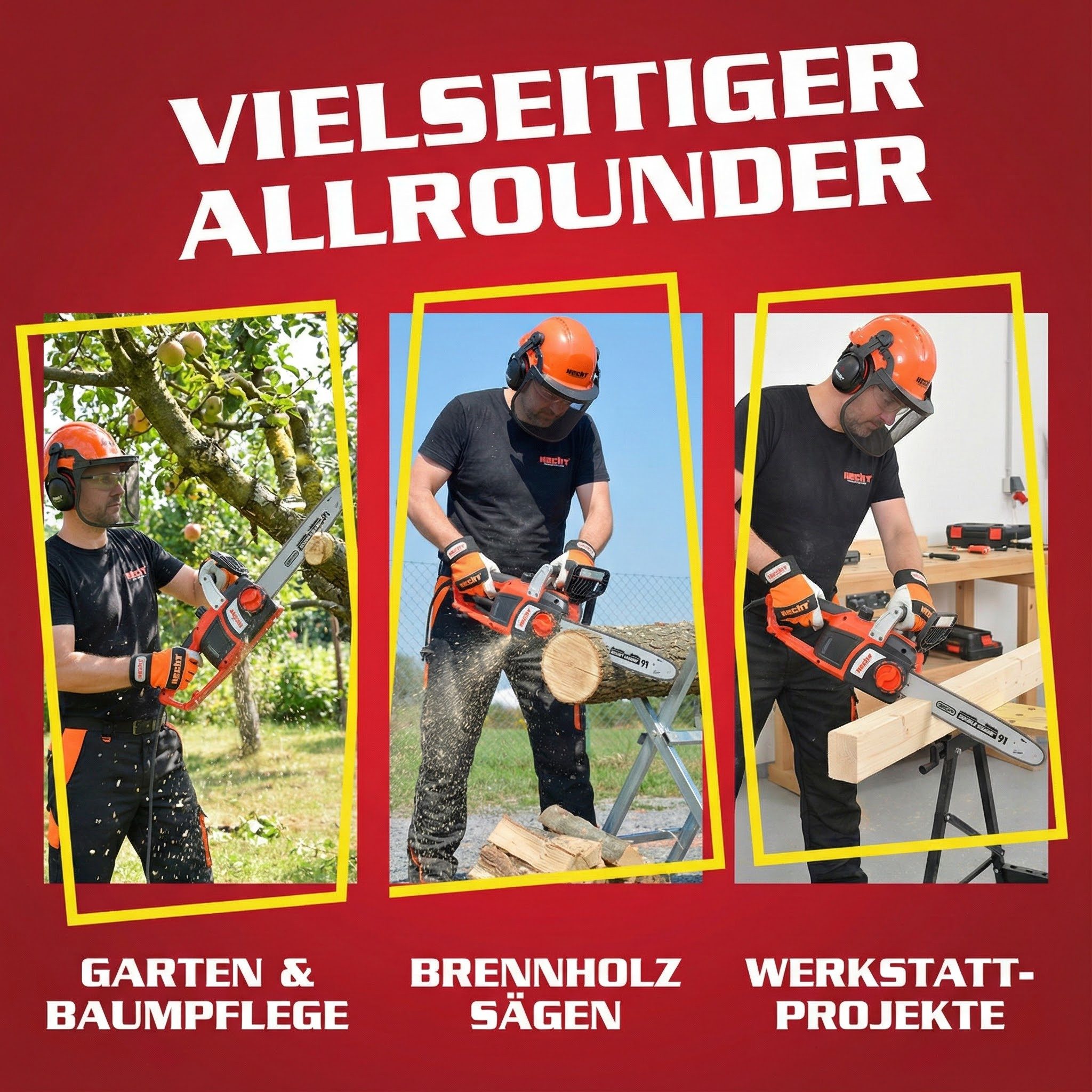 Hecht Elektro-Kettensäge Motorsäge elektrisch 2439, 230V, Soft-Start, 40,5 cm Schwertlänge, OREGON Schwert, 2400W, 3/8"