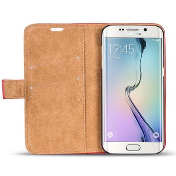 CoolGadget Handyhülle Retro Klapphülle für Samsung Galaxy S6 Edge 5,1 Zoll, Schutzhülle Wallet Case Kartenfach Hülle für Samsung Galaxy S6 Edge