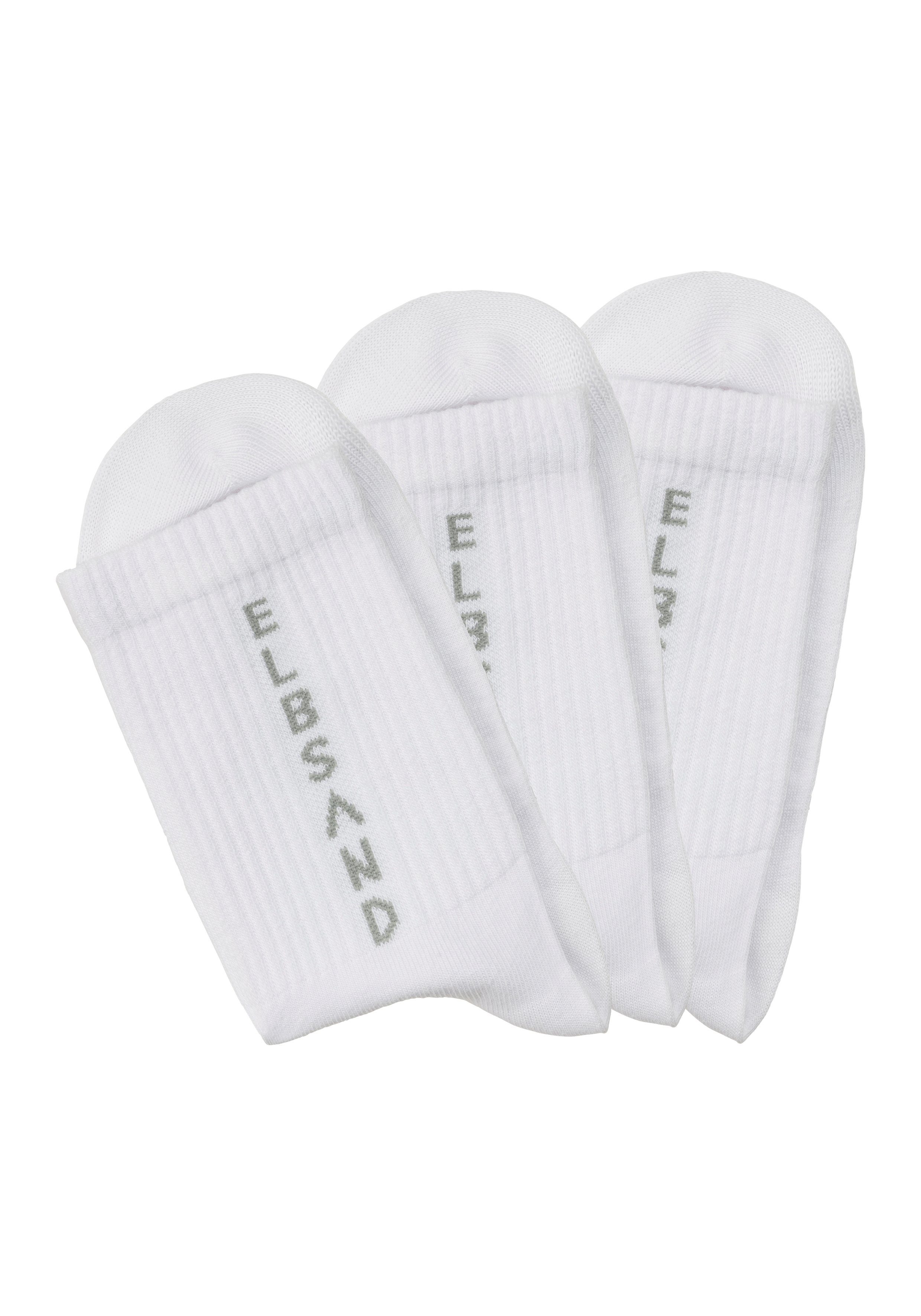 Elbsand Socken eingestricktem weiß 3x Schriftzug (3-Paar) mit