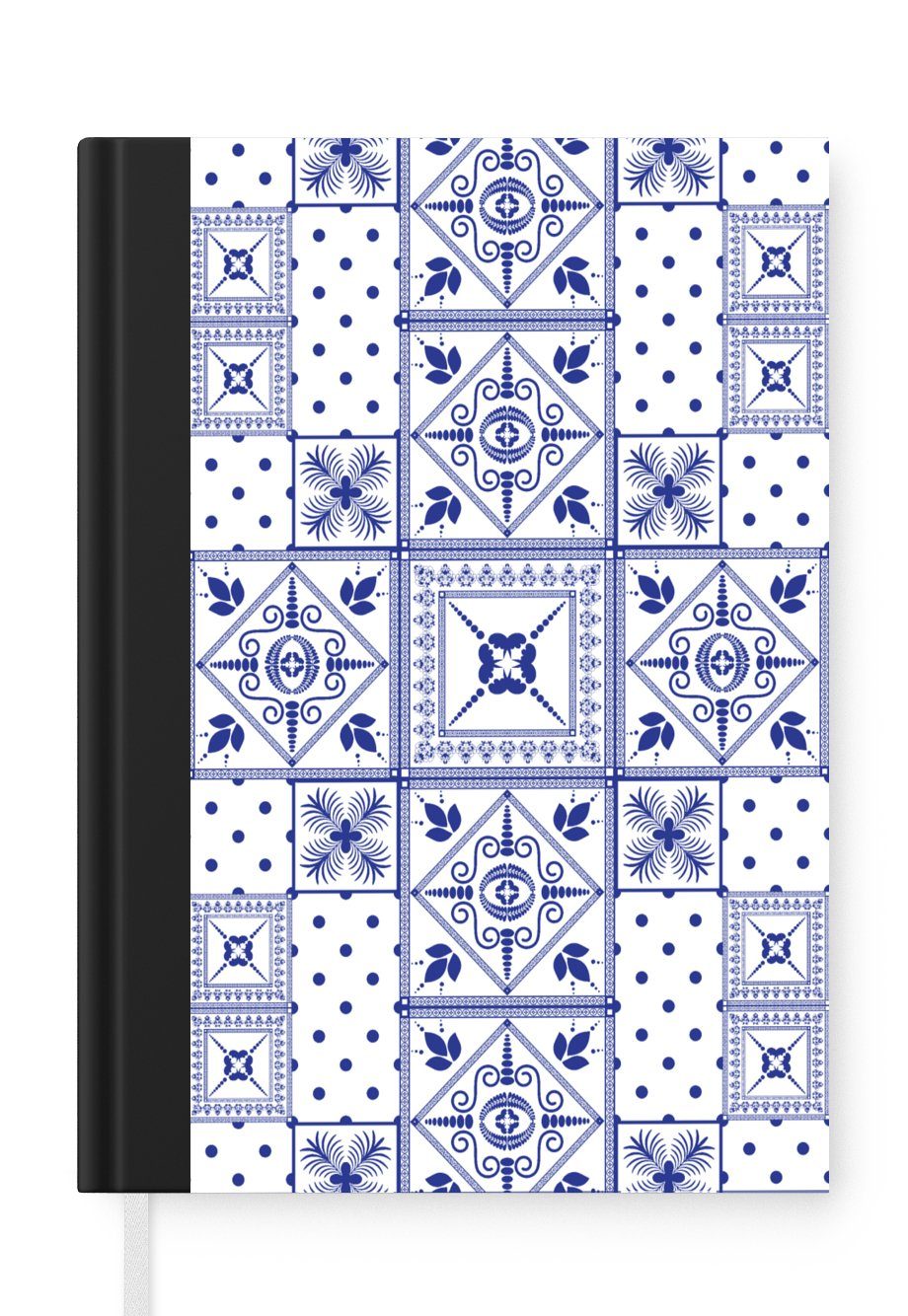 MuchoWow Notizbuch Fliesen - Muster - Delfter Blau, Journal, Merkzettel, Tagebuch, Notizheft, A5, 98 Seiten, Haushaltsbuch