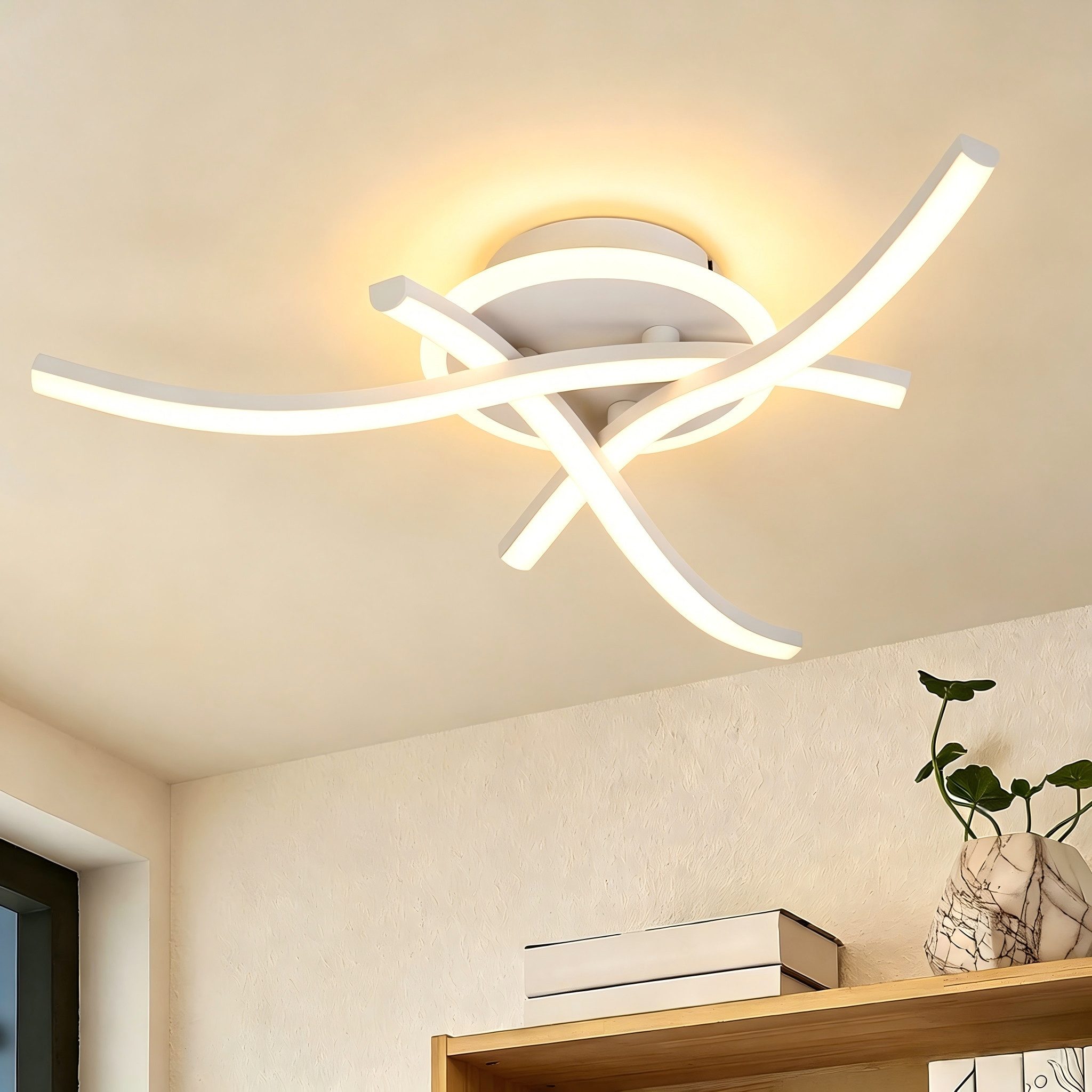 BlingBin Deckenleuchte LED Deckenlampe 21W, 3000K/4500K/6500K, LED Lampe 2100lm, Innenbeleuchtung, LED fest integriert, warmweiß, Naturweiß, Kaltweiß, Wohnzimmerlampe mit Memory Funktion für Schlafzimmer, Büro, Küche& Flur