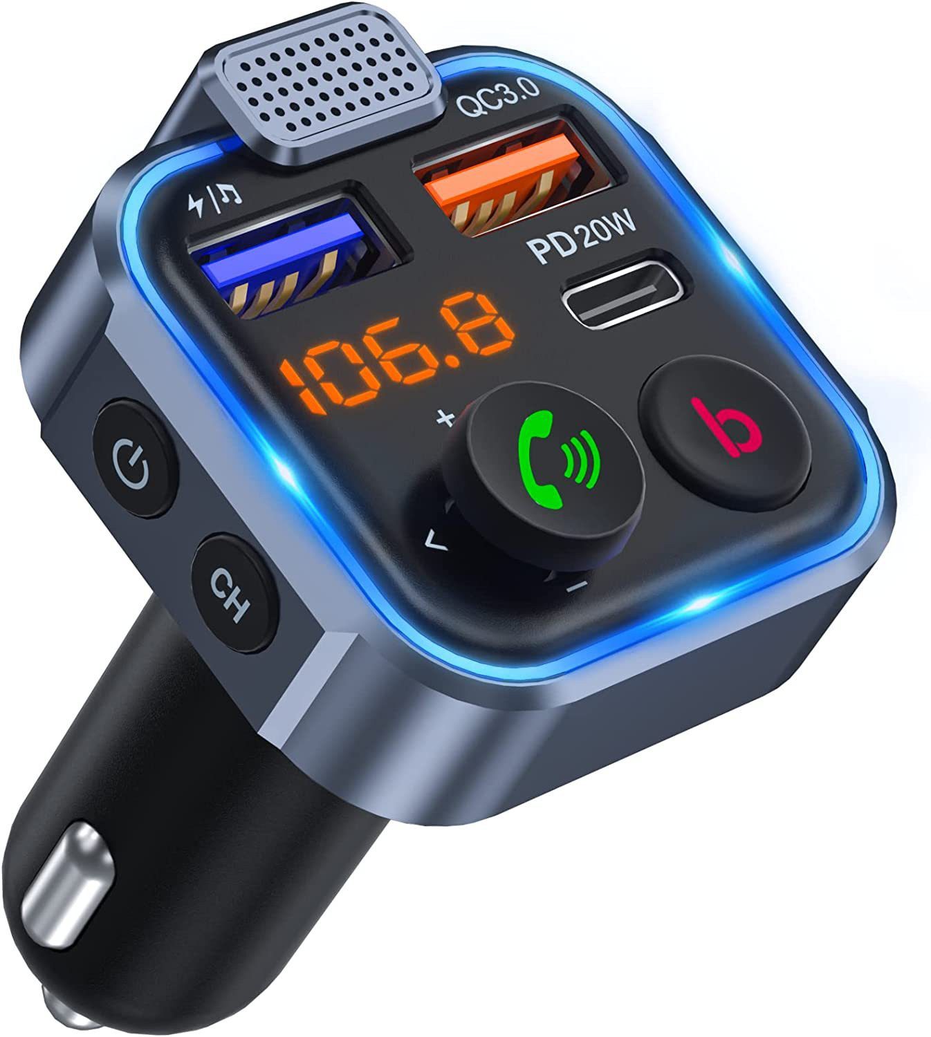 FELIXLEO FM KFZ Transmitter Bluetooth 5.0 USB 3.0 Bluetooth-Adapter Adapter