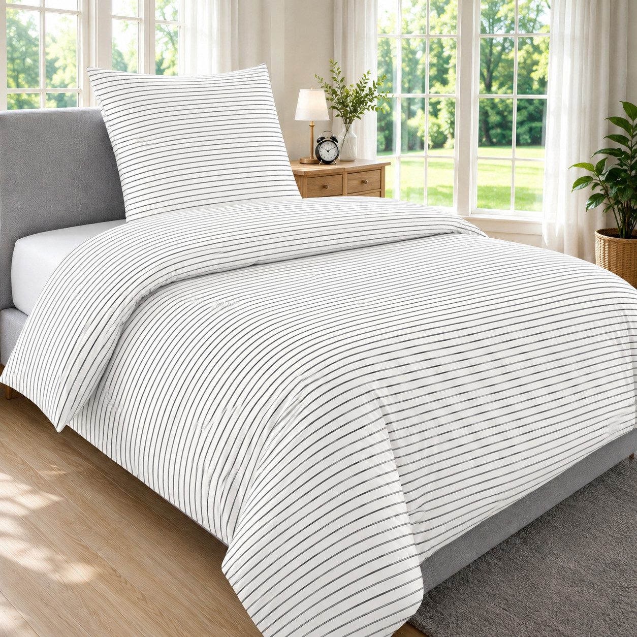 Malika Bettwäsche 135x200 + 80x80 cm atmungsaktiver Bettbezug, moderne Designs, Baumwolle, 2 teilig, pflegeleicht, hautfreundlich, angenehm weicher Stoff