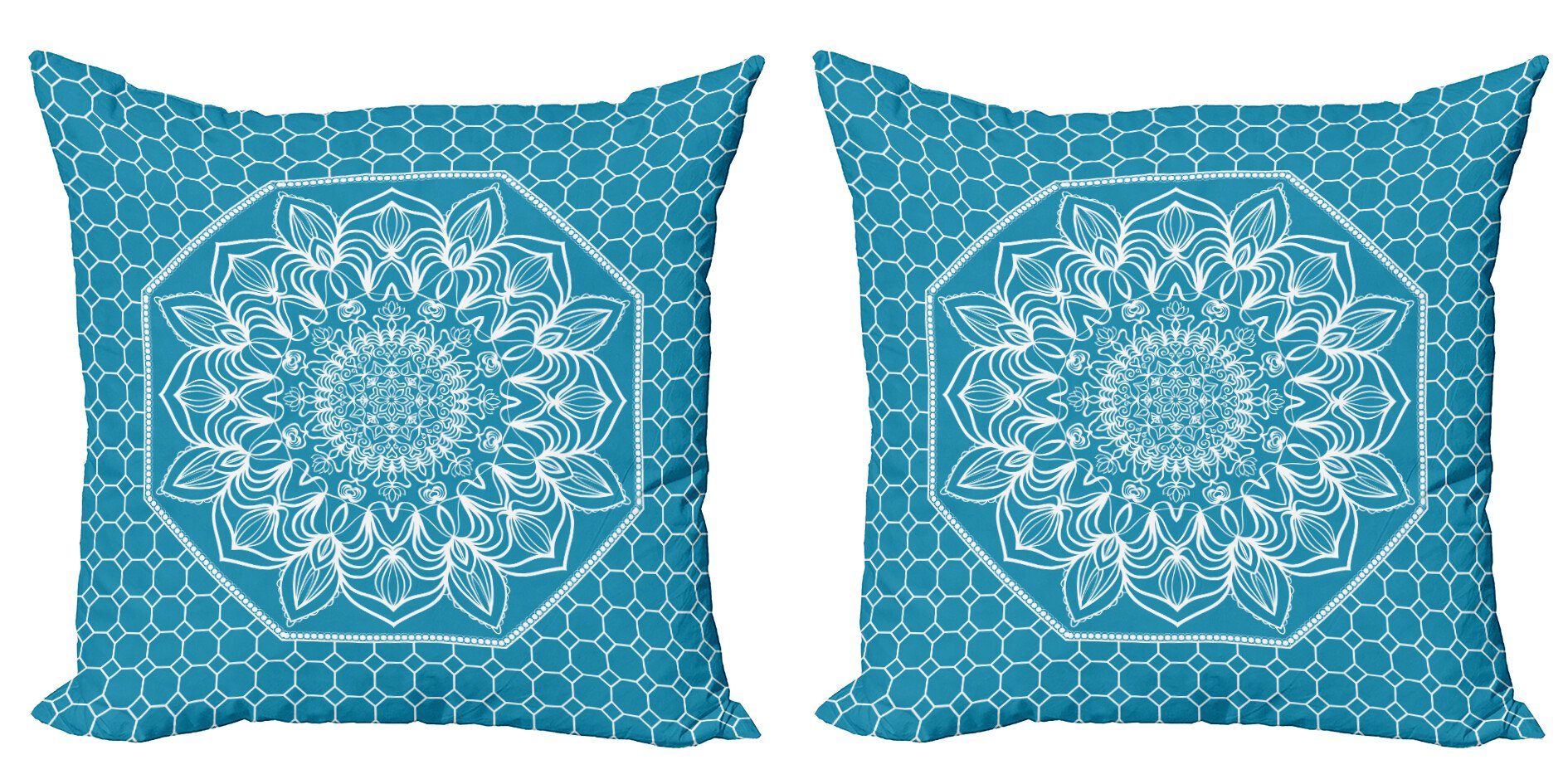 Floral Doppelseitiger Mandala Blauer Kunst Digitaldruck, Abakuhaus Stück), Accent (2 Kissenbezüge Filigrane Modern