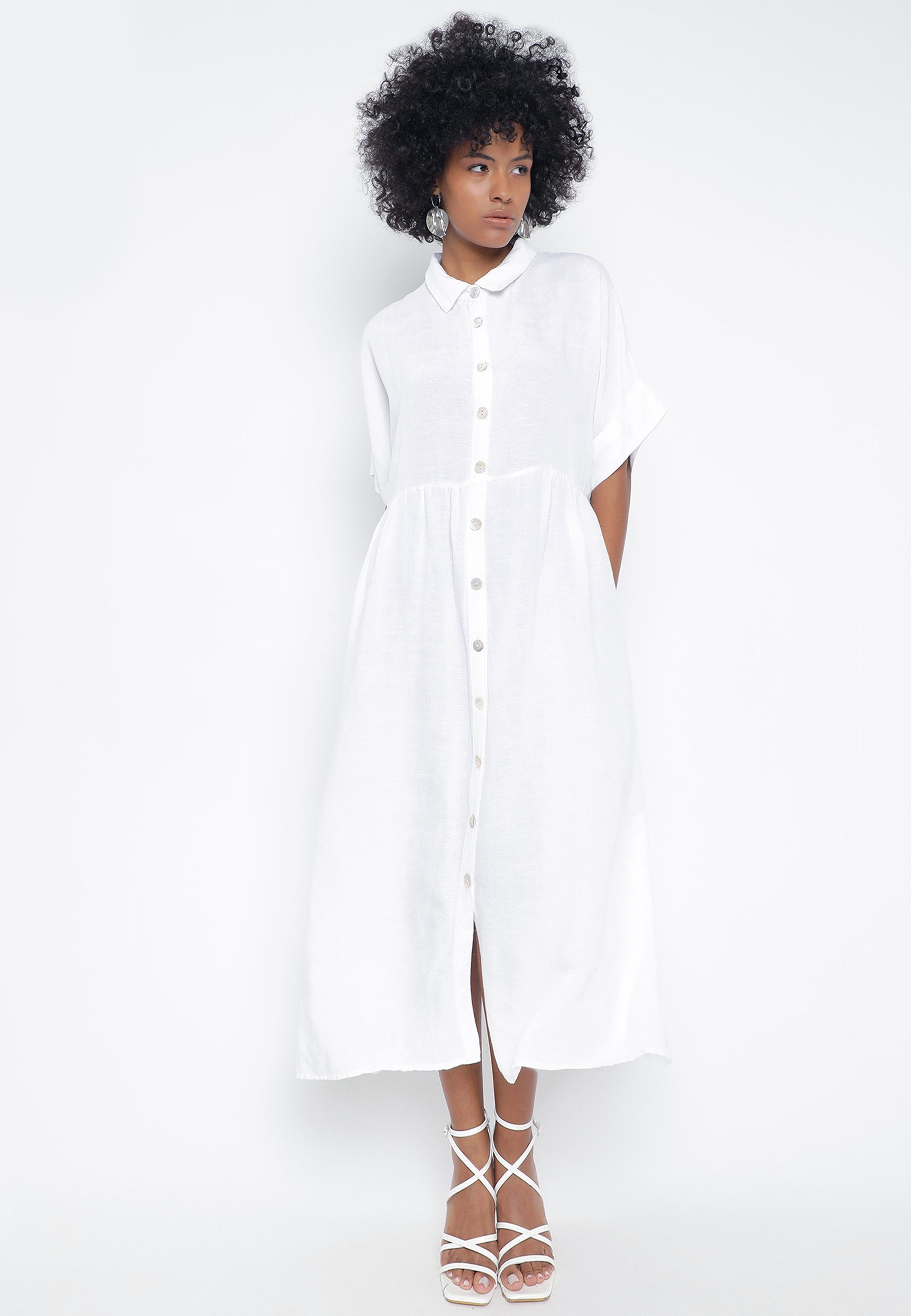 Sommerkleid Sommerkleid Boho Oversize Leinen - Kleid Plus-Size Basic