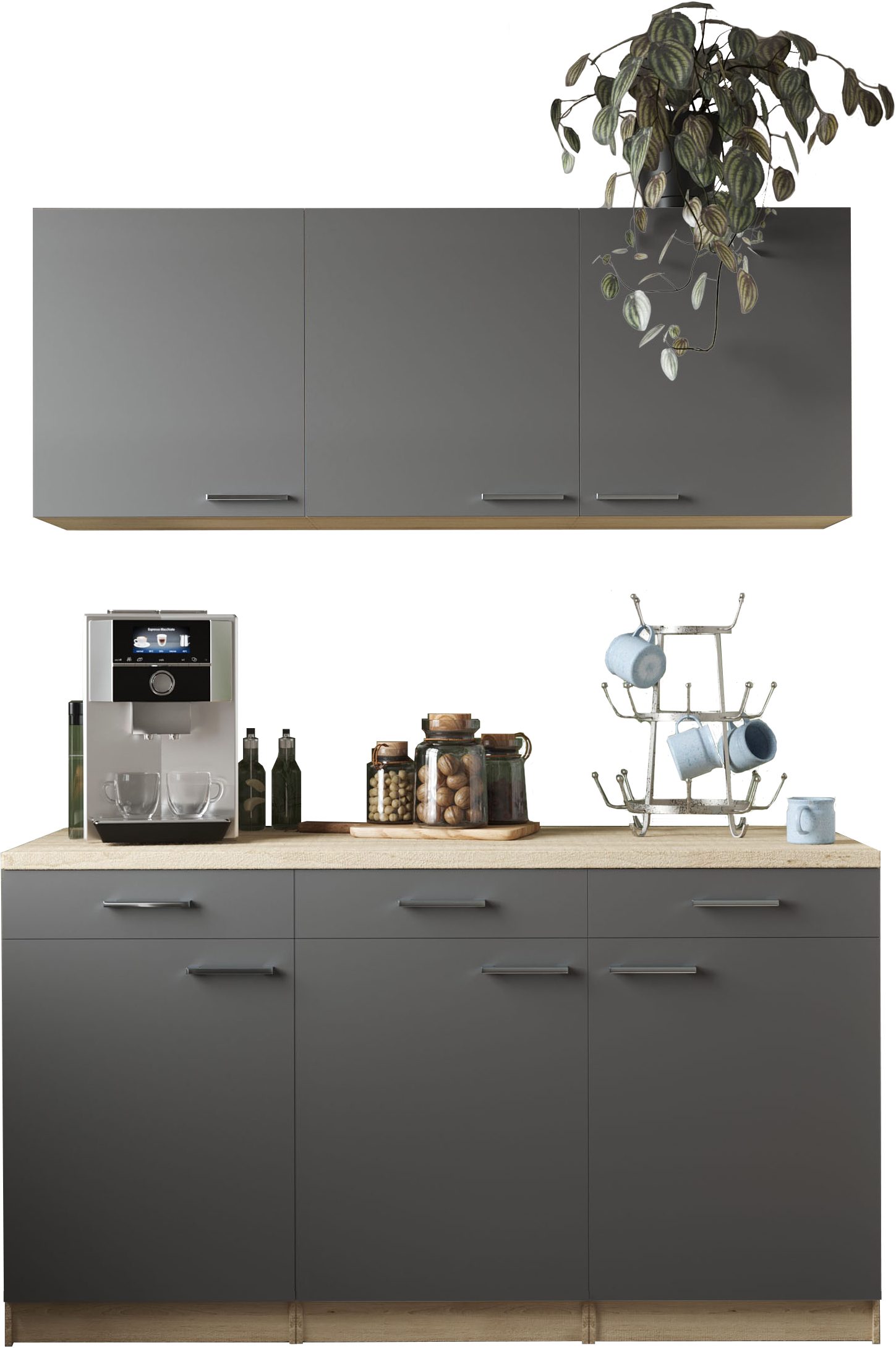 RESPEKTA Mehrzweckschrank-Set Merle, Breite 150 cm, Soft-Close, Metallstangengriffe, 85 cm Arbeitshöhe