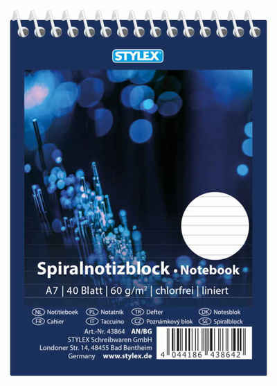 Stylex Schreibwaren Geschäftspapier 10x Spiral-Notizblock / Schreibblock / DIN A7 / liniert
