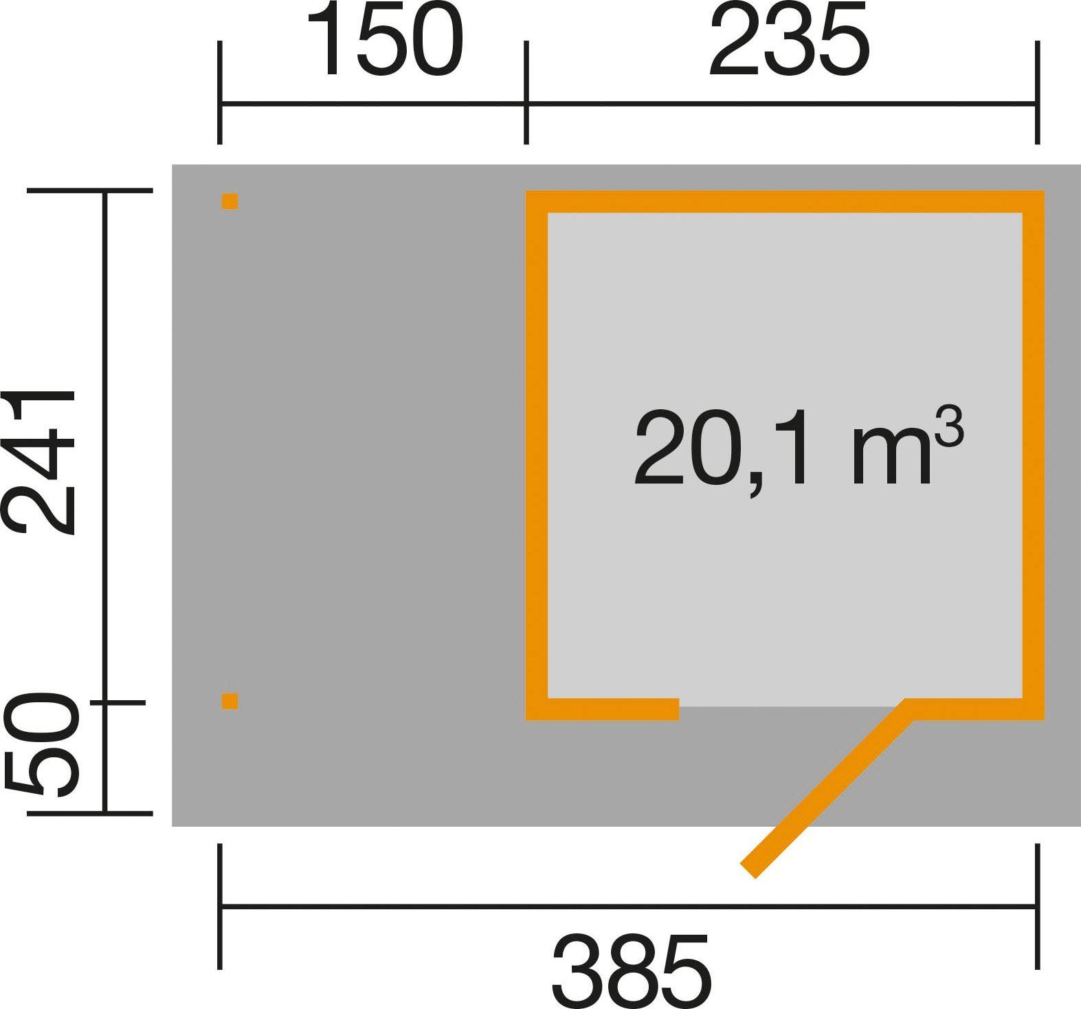 BxT: 430x314 Anbaudach A, 172 Gartenhaus weka cm, Designhaus (Set), mit