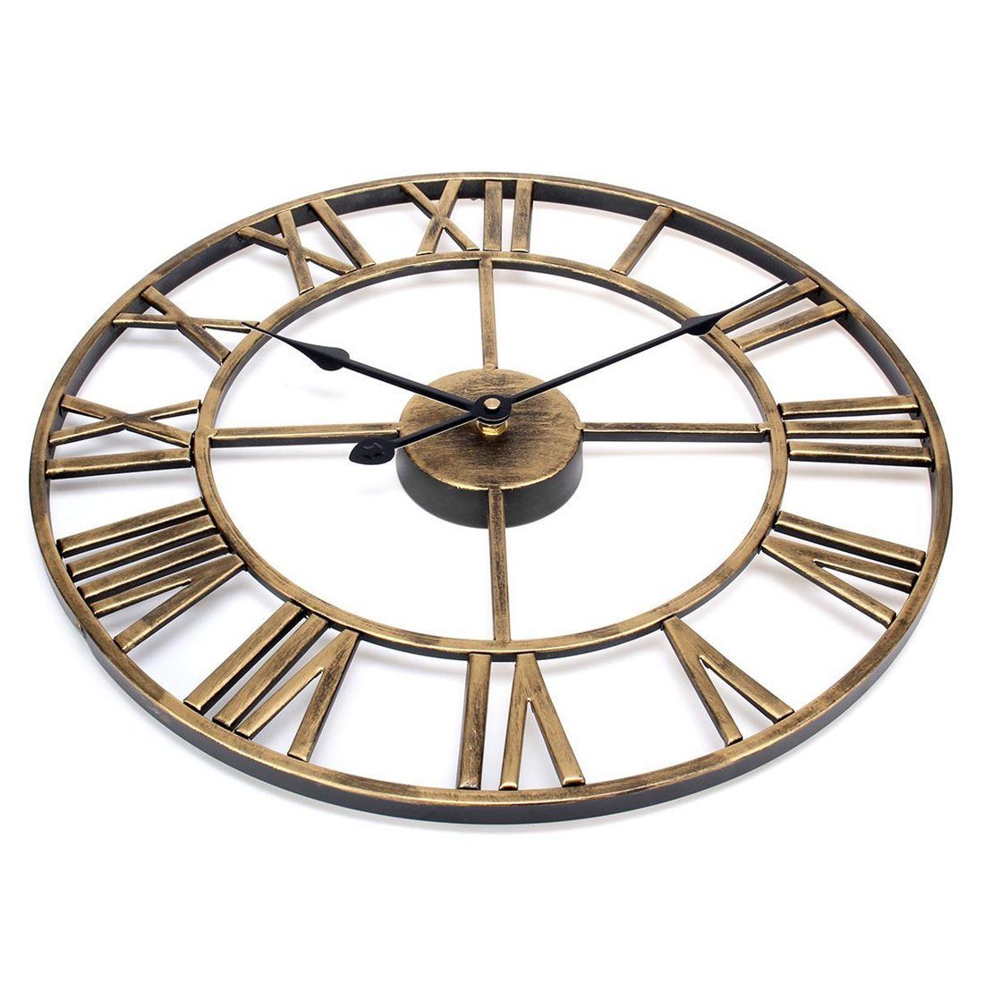 DÖRÖY Wanduhr 40cm Römische Wanduhr Vintage-Wanduhr stille Gold Eisen, kreative Uhr, aus
