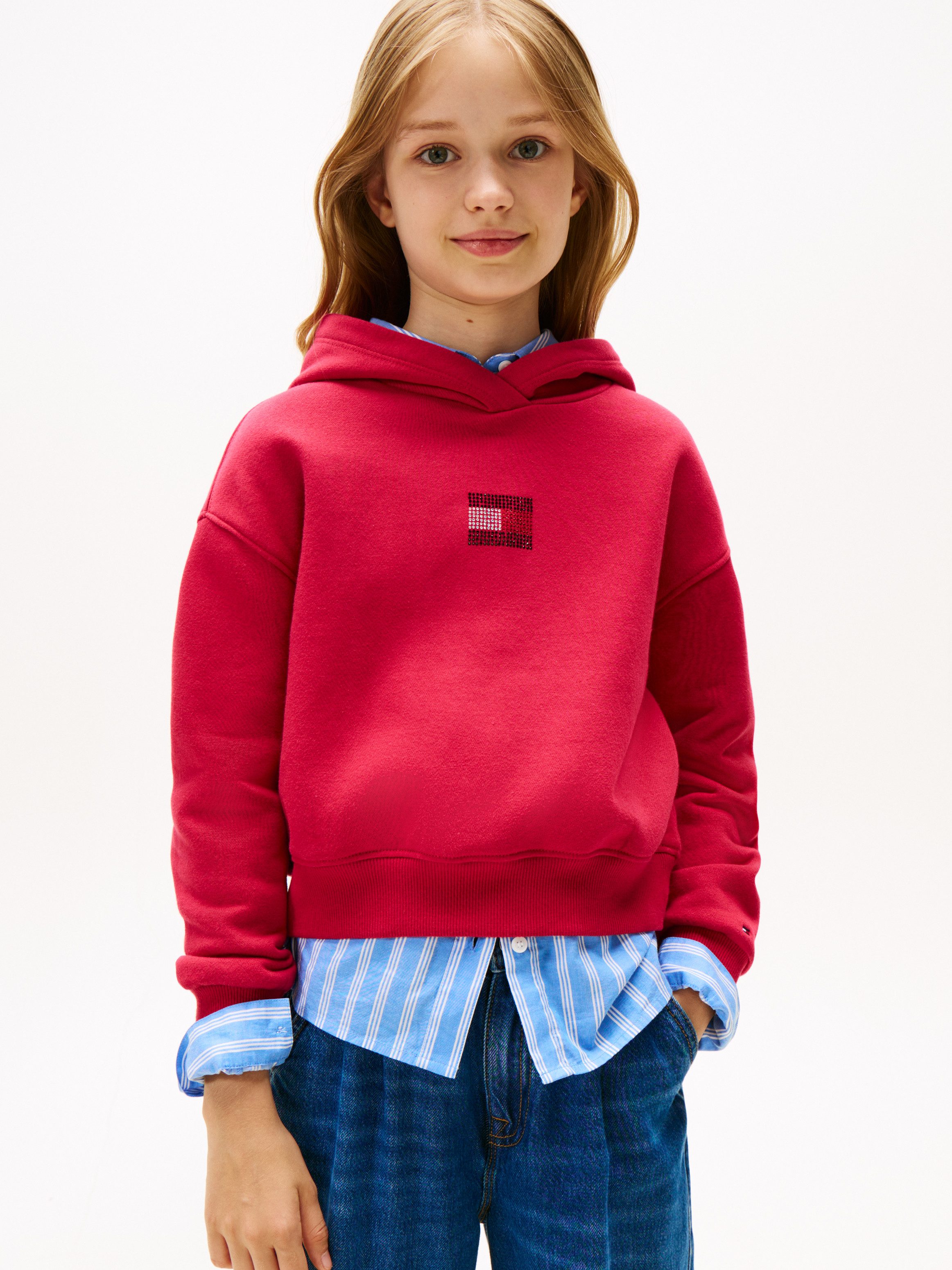 Tommy Hilfiger Kapuzensweatshirt RHINE STONE FLAG HOODIE Kinder bis 16 Jahre