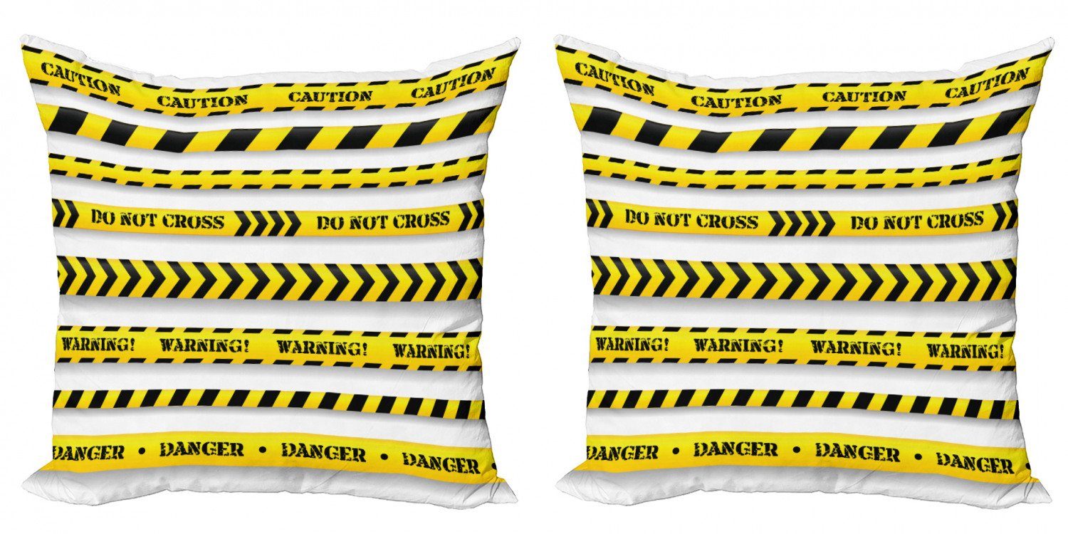 allgemeiner Versandhandel Kissenbezüge Modern Accent Doppelseitiger Digitaldruck, (2 Abakuhaus Muster Vorsicht Gelb Stück), Bänder