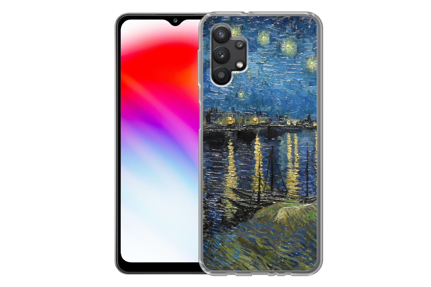 MuchoWow Handyhülle für Samsung Galaxy A32 5G Sternennacht über der Rhone - Van Gogh - Kun, Smartphone-Bumper, Print, Handy Schutzhülle Dünn