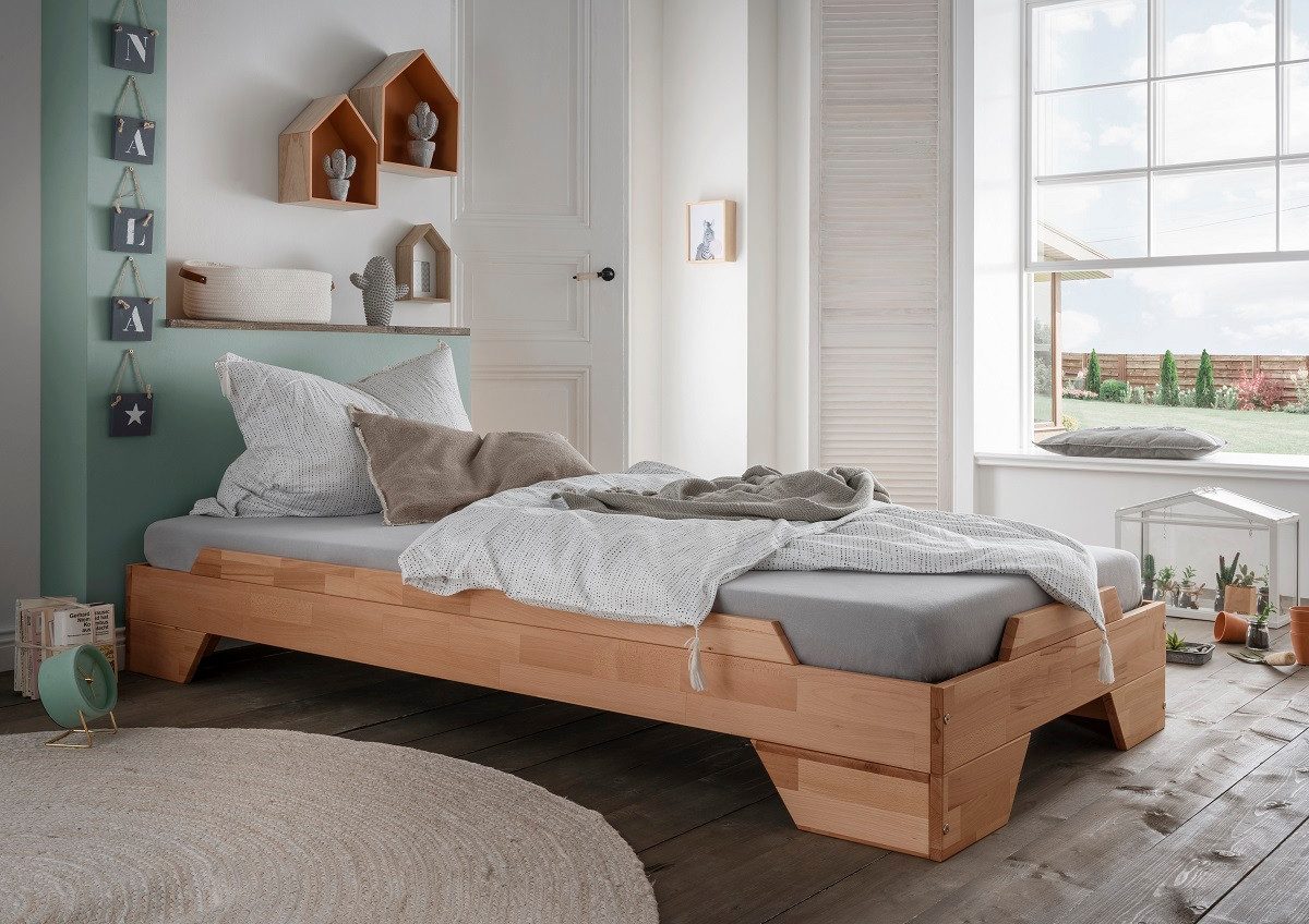 Main Möbel Stapelbett 2er-Set Stapelbett 90x200cm 'Pisa' Buche massiv natur geölt – Bild 4 von 4
