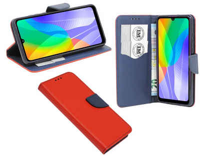 cofi1453 Handyhülle Hülle Tasche für Huawei Y6P, Kunstleder Schutzhülle Handy Wallet Case Cover mit Kartenfächern, Standfunktion Schwarz