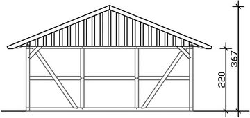 Skanholz Doppelcarport Schwarzwald, BxT: 684x600 cm, 220 cm Einfahrtshöhe, 684x600cm mit Rückwand und Dachlattung