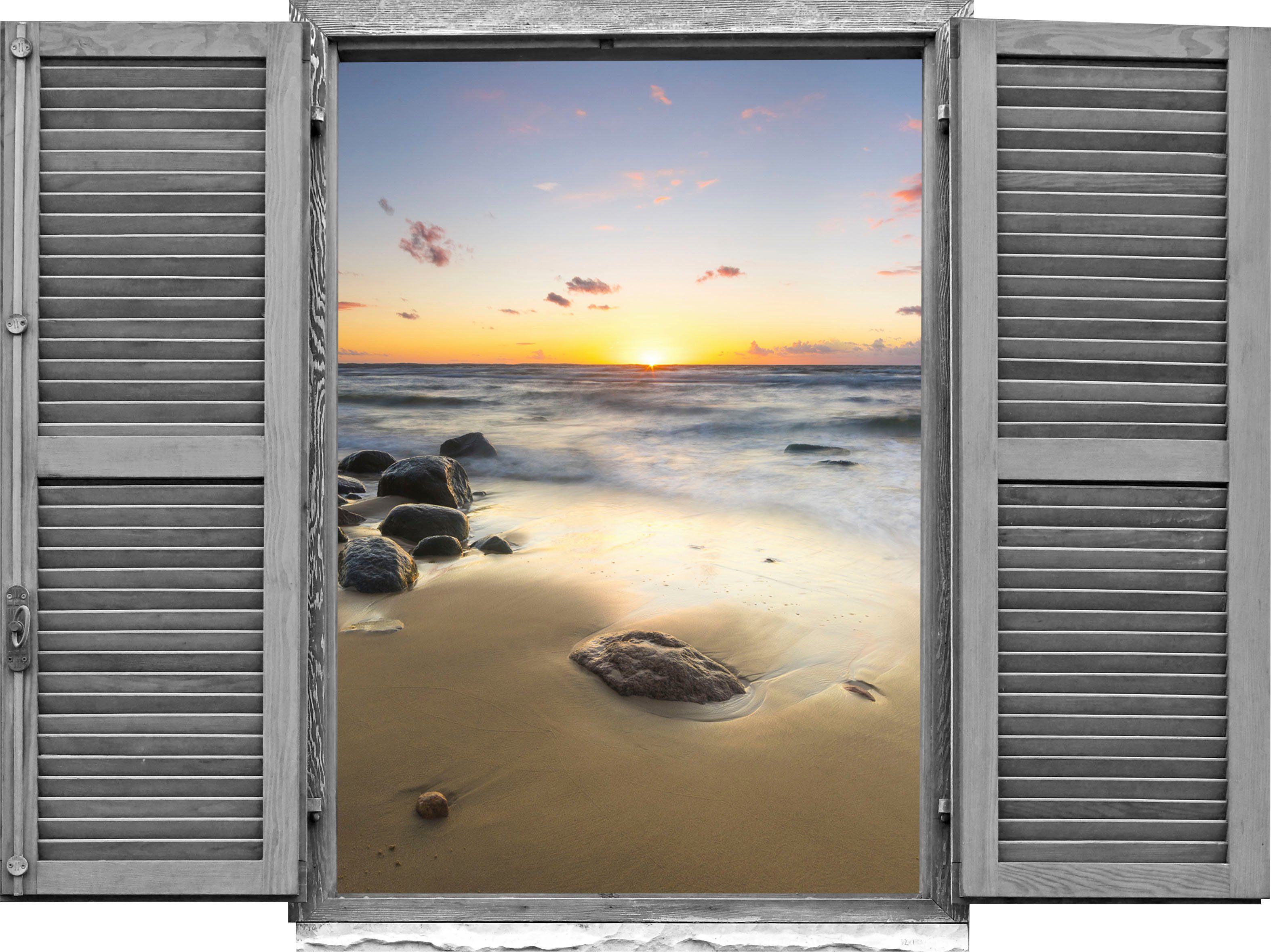 queence Wandtattoo Sonnenuntergang (1 St), Wandsticker, Wandbild, selbstklebend, 3D, Fenster