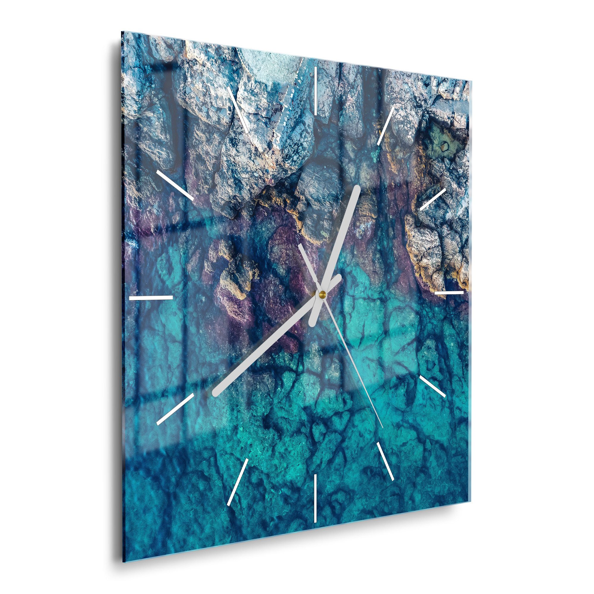 DEQORI Wanduhr 'Küstenfarbenspiel' (Glas Glasuhr modern günstig online kaufen