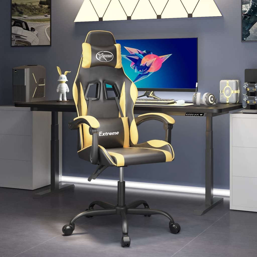 vidaXL Gaming-Stuhl Gaming-Stuhl Schwarz und Golden Kunstleder (1 St)