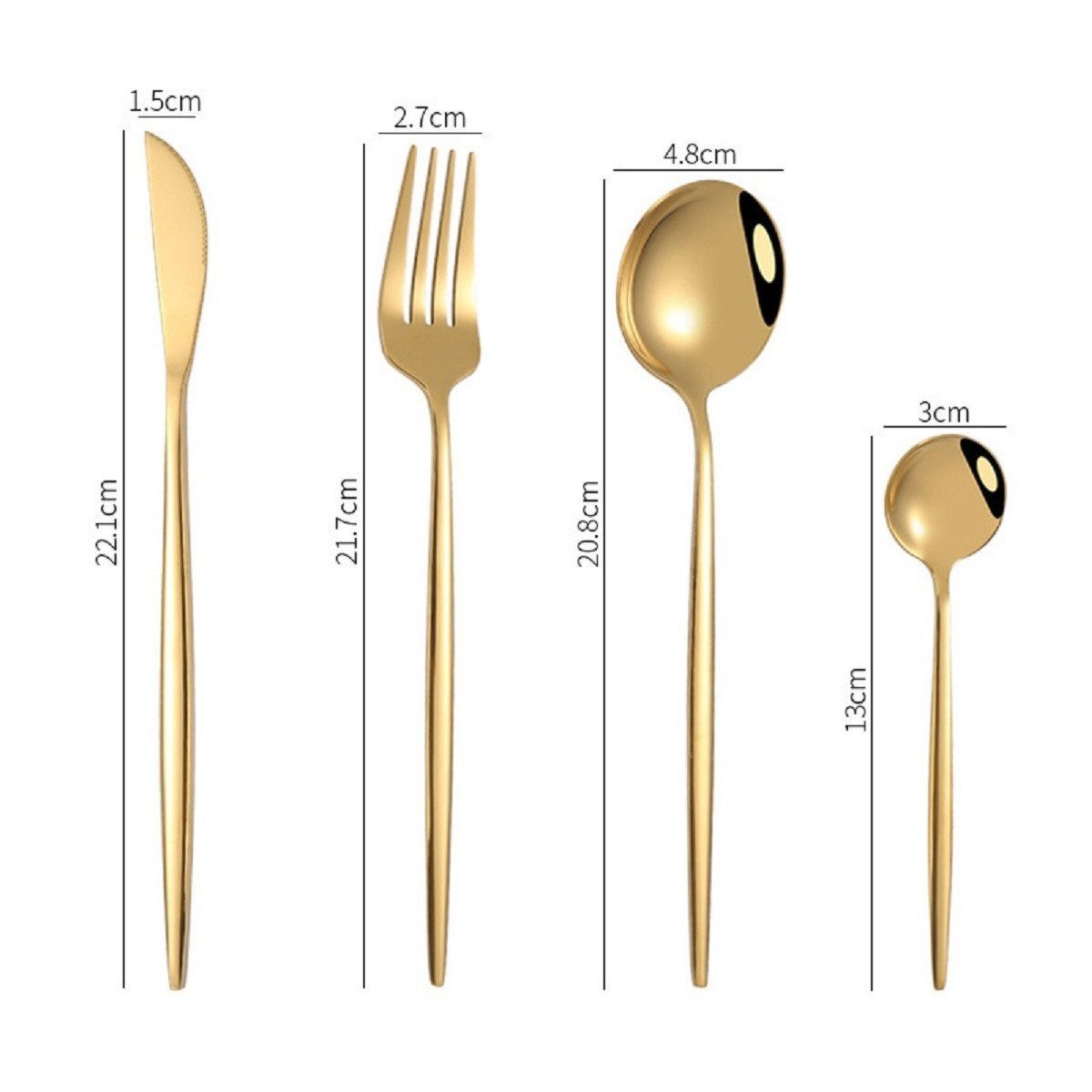 Rungassi Besteck-Set Premium Besteck-Set Gold 6 Personen 24-tlg Edelstahl Essbesteck – Bild 2 von 5
