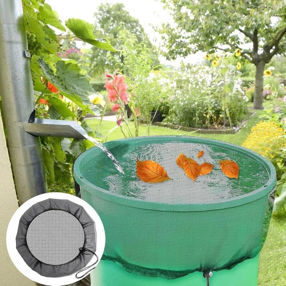 FELIXLEO Regentonnenfüllautomat Regentonnen Netz Abdeckung Verstellbar mit Zugkordel 55 cm