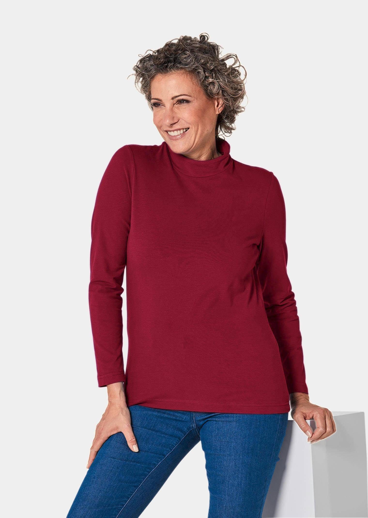 GOLDNER Langarmshirt Langarm Stehkragenshirt Baumwollmix Unifarbenes Modell mit Stehbund und besonderer Bundlösung – Bild 5 von 5