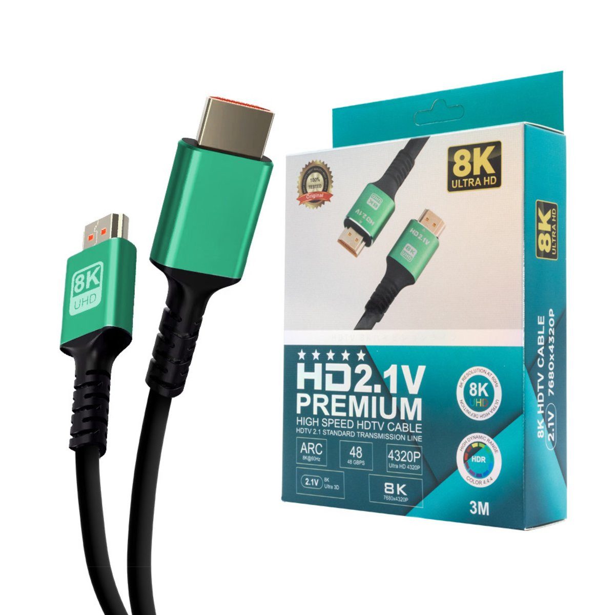 Wisam Ecobox HDMI-Kabel 8K 3m Dunkelgrün Verlängerungskabel