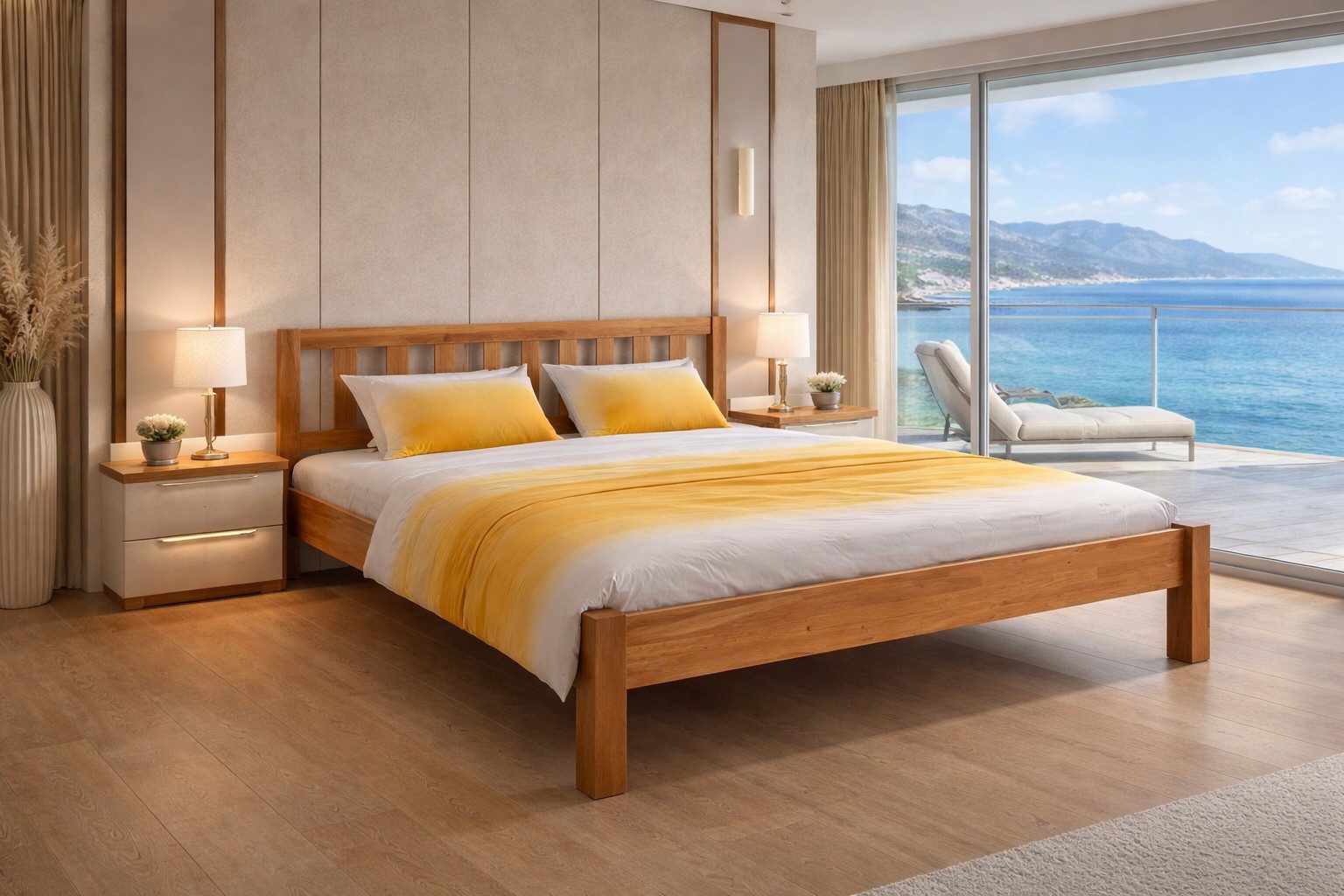 bv-vertrieb Massivholzbett Holzbett 180x200 Massivholzbett Kernbuche geölt Mittelsteg #4532, Kernbuche massiv geölt; mit Mittelsteg