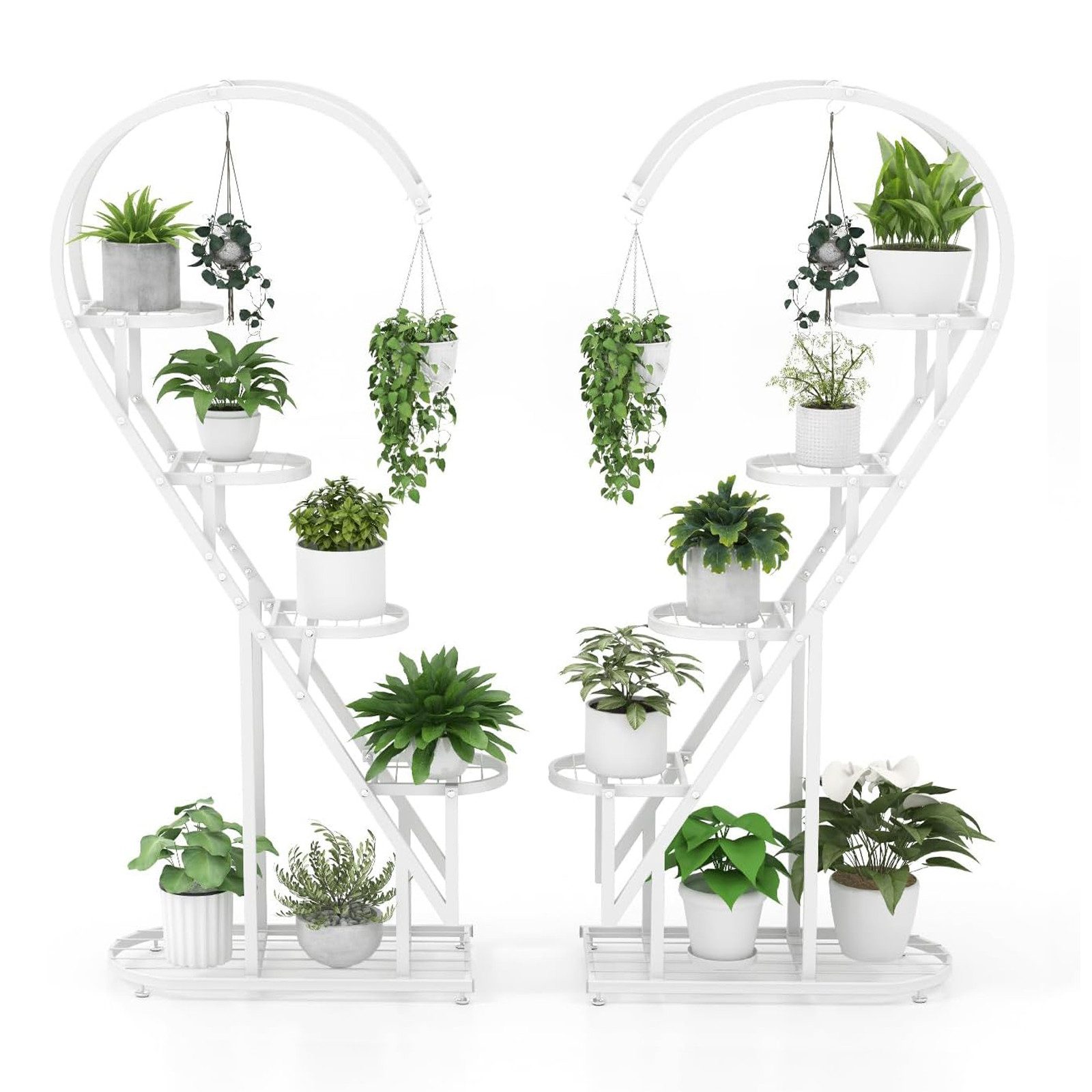 KOMFOTTEU Blumenständer 5-stufiger Metall-Pflanzenständer, mit 4 Aufhängeha günstig online kaufen