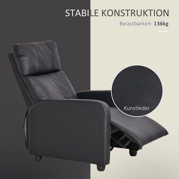 HOMCOM Relaxsessel (Set, 1-St., Fernsessel), Fernsehsessel mit Liegefunktion Kunstleder, Schwarz