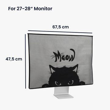 kwmobile Schutz-Set Hülle für 27-28" Monitor, mit 2 Fächern auf Rückseite - Schutzhülle Katze Meow Design